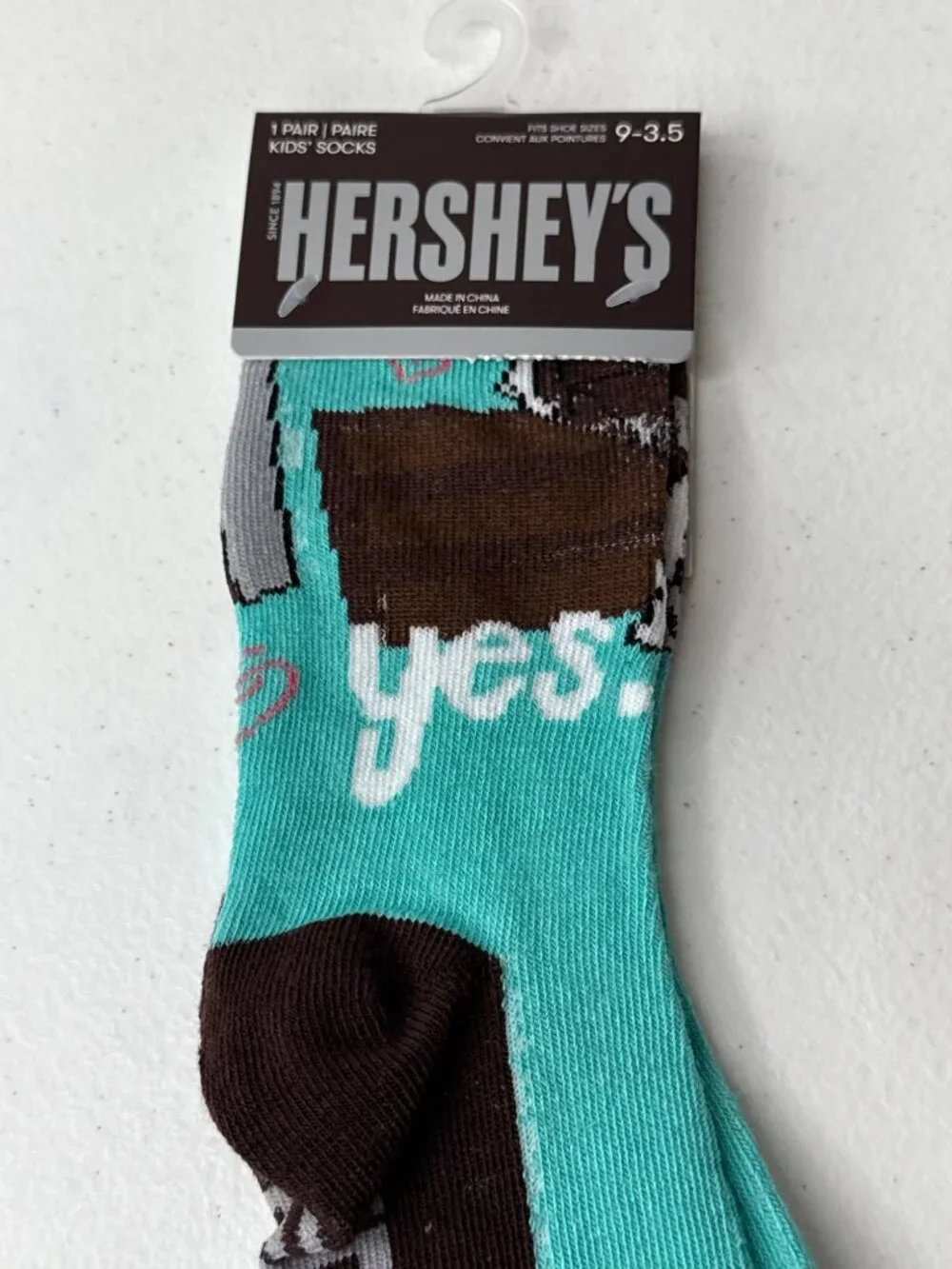 Chocolate Bar Crew Socks Kids Size 9-3.5 Brown Blue Candy Theme NWT